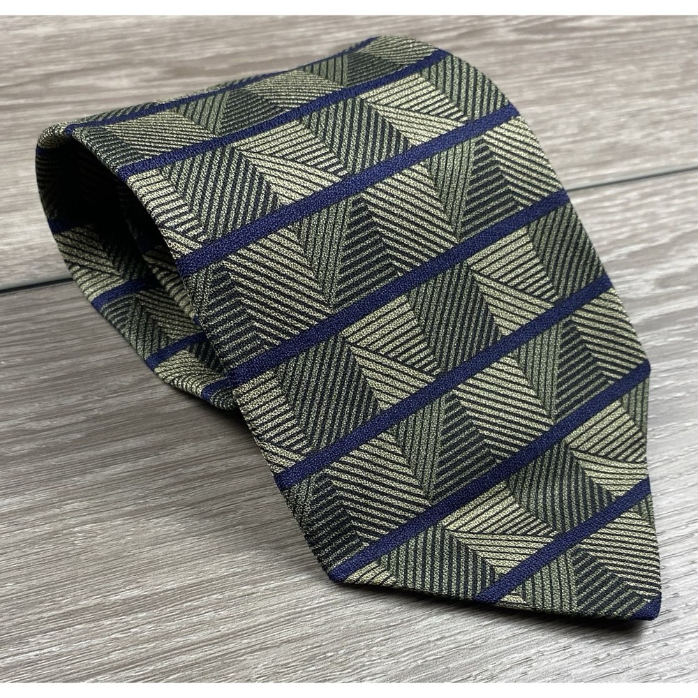 Ermenegildo Zegna Men's 100% Silk Exclusive Design Geometric Necktie Green